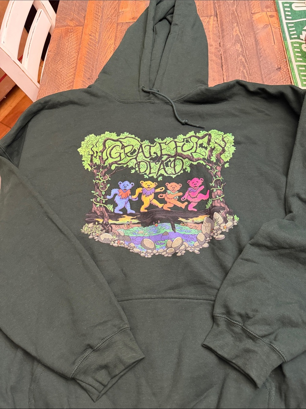 Grateful Dead Wood Bears Forest Graphic Pullover Hoodie Green 2XL NWOT - Picture 3 of 8
